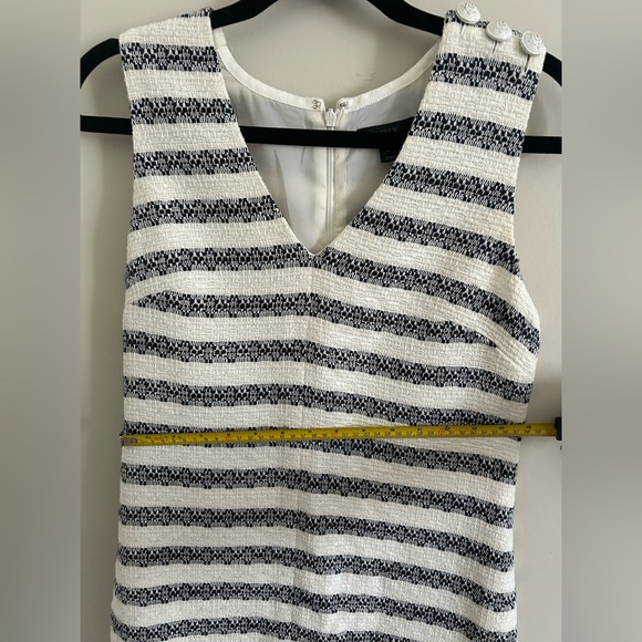 J.Crew Striped Tweed White Blue Sleeveless Nautical Dress Size 2 - Picture 9 of 11